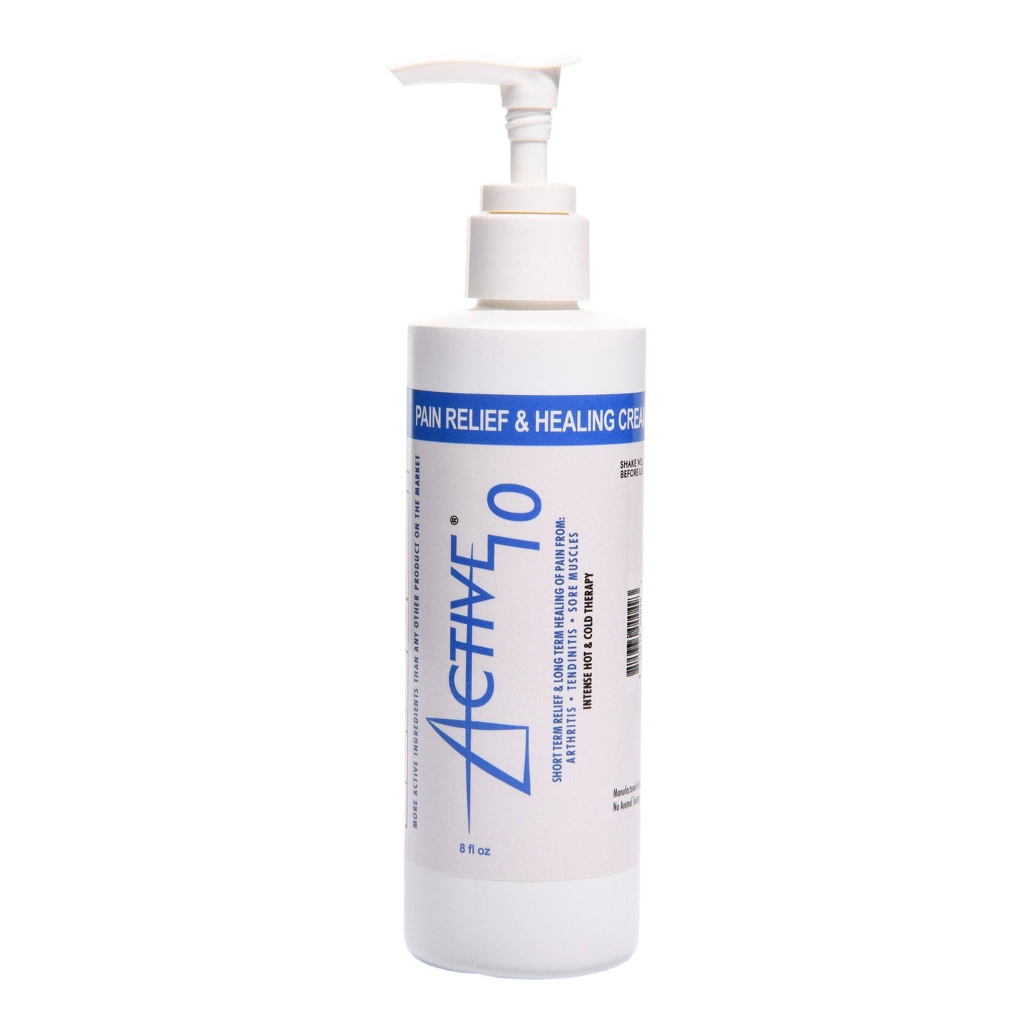 Active 10 Pain Relief and Healing Cream (8oz Pump) - Instant & Long-Term Pain Relief for Muscles, Joints, Back, Knee, Foot - Recommended by Healthcare Professionals (Made In America)