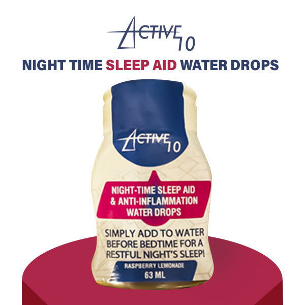 Active 10 Night Time Sleep Aid and Anti-Inflammation Water Drops, Enhancing and Soothing for Restful Nights - Cherry Juice, Natural Ingredients - 2.13 Fl Oz