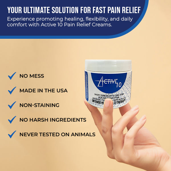 Active 10 Pain Relief Cream - Swift and Natural Ache Relief with Arnica, Menthol - Fast-Acting Formula for Muscles and Joints - Ideal for Daily Comfort