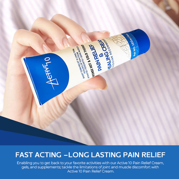 Active 10 Pain Relief and Healing Cream 4oz Tube - Natural Organic Formula for Muscle, Joint, Back, Knee Ache - Advanced Deep Muscle Support, Non-Staining Menthol - Crafted by Renowned US Chemist