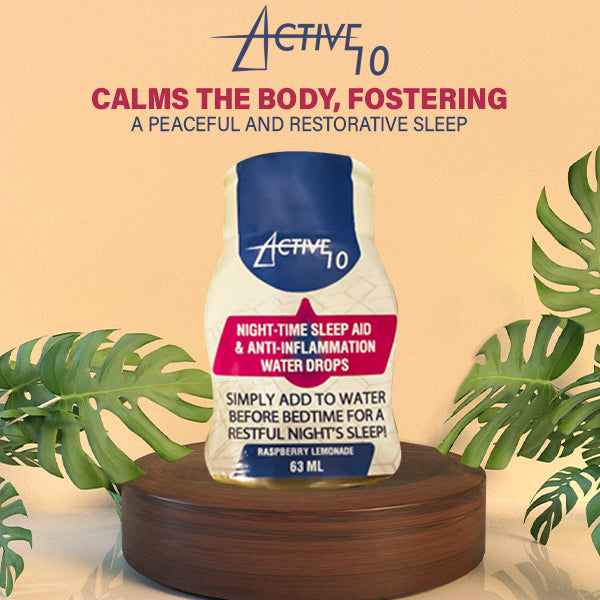 Active 10 Night Time Sleep Aid and Anti-Inflammation Water Drops, Enhancing and Soothing for Restful Nights - Cherry Juice, Natural Ingredients - 2.13 Fl Oz